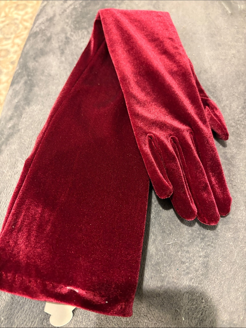 Long Velvet Evening Gloves in Burgundy